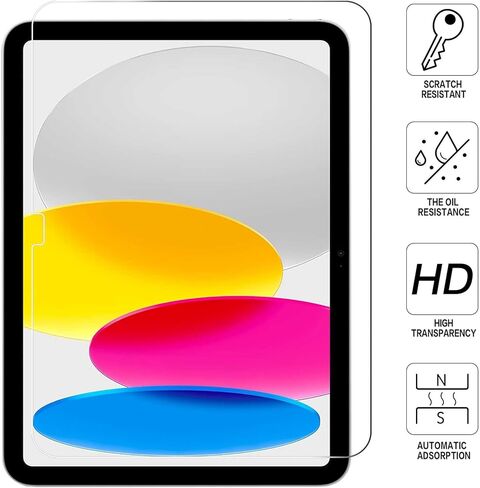 واقي شاشة Megoo مكون من قطعتين لجهاز iPad 11th A16 2025[11 بوصة]/10th 10.9 2022[10.9 بوصة]، زجاج مقسى 9H، وضوح عالي الدقة، صديق للحافظة، متوافق مع قلم Apple ومعرف الوجه in Saudi Arabia