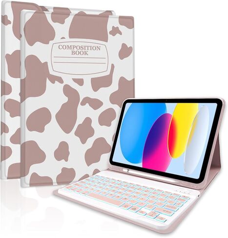 TopPerfekt for iPad Air 11 (M3 2025 / M2 2024) case with Bluetooth Keyboard for iPad Air 5th / 4th Generation 10.9 Inch (2022/2020) Detachable, Rechargeable, Pencil Holder - Book Leopard Grey in Saudi Arabia