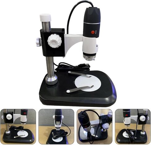 Kisangel Portable Electron Microscope with LED Light USB Magnifying Tool for Jewelry Currency Circuit Board Inspection Industrial Testing and Educational Use Black Design in Saudi Arabia