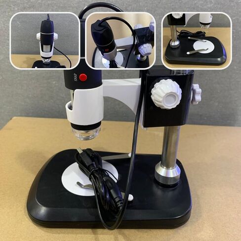 Kisangel Portable Electron Microscope with LED Light USB Magnifying Tool for Jewelry Currency Circuit Board Inspection Industrial Testing and Educational Use Black Design in Saudi Arabia