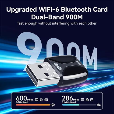 محول USB AX900 WiFi 6 مع محول Bluetooth5.4 WiFi للكمبيوتر المكتبي والكمبيوتر المحمول، بطاقة WiFi مزدوجة النطاق 2.4 جيجا/5 جيجا هرتز مع MU-MIMO وOFDMA، تدعم Windows 11/10/7 in Kuwait