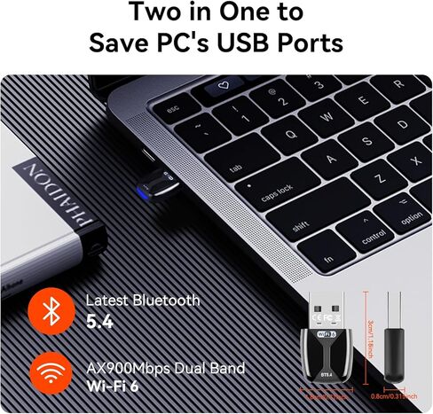 محول USB AX900 WiFi 6 مع محول Bluetooth5.4 WiFi للكمبيوتر المكتبي والكمبيوتر المحمول، بطاقة WiFi مزدوجة النطاق 2.4 جيجا/5 جيجا هرتز مع MU-MIMO وOFDMA، تدعم Windows 11/10/7 in Kuwait