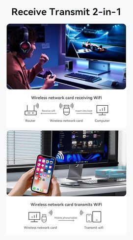 محول USB AX900 WiFi 6 مع محول Bluetooth5.4 WiFi للكمبيوتر المكتبي والكمبيوتر المحمول، بطاقة WiFi مزدوجة النطاق 2.4 جيجا/5 جيجا هرتز مع MU-MIMO وOFDMA، تدعم Windows 11/10/7 in Kuwait