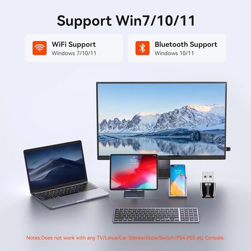 محول USB AX900 WiFi 6 مع محول Bluetooth5.4 WiFi للكمبيوتر المكتبي والكمبيوتر المحمول، بطاقة WiFi مزدوجة النطاق 2.4 جيجا/5 جيجا هرتز مع MU-MIMO وOFDMA، تدعم Windows 11/10/7 in Kuwait