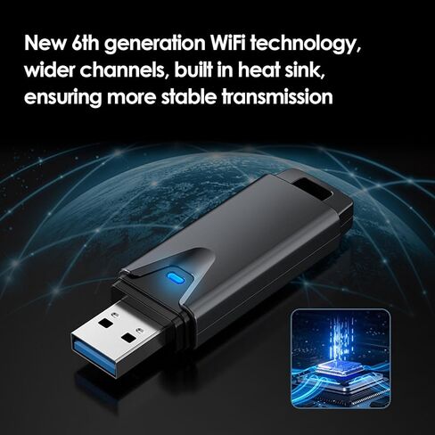 Zopsc USB WiFi Adapter for PC, 3000Mbps High Speed 6GHz 5GHz 2.4GHz 3 Band USB WiFi Network Adapter for Desktop PC Laptop, for Tablet Smartphone in Saudi Arabia