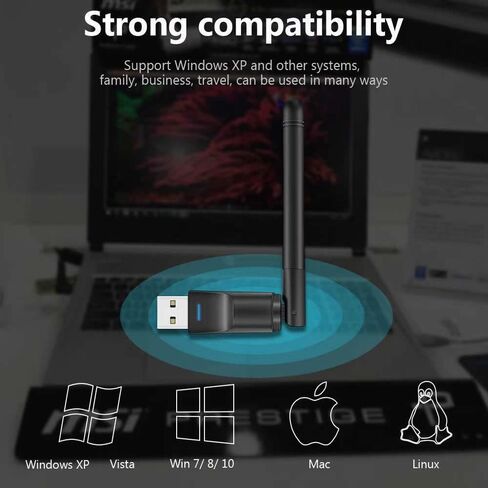 محول USB واي فاي بسرعة 150 ميجابت في الثانية، محول بطاقة الشبكة اللاسلكية MT7601 لسطح المكتب والكمبيوتر المحمول ويندوز، نظام تشغيل ماك، لينكس، لجهاز فك التشفير G Media V7 S5X V7 PRO in Kuwait