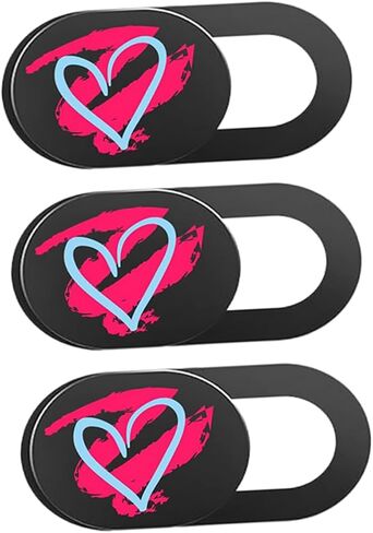 jojofuny 3PCS الكرتون نمط القلب الكمبيوتر المحمول اللوحي غطاء الخصوصية كاميرا ويب لاصقة لتعزيز الأمن تصميم لطيف للبنين والبنات والمراهقين in Kuwait