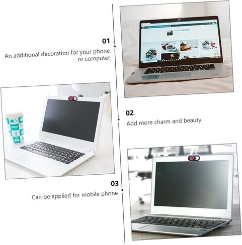 jojofuny 3PCS الكرتون نمط القلب الكمبيوتر المحمول اللوحي غطاء الخصوصية كاميرا ويب لاصقة لتعزيز الأمن تصميم لطيف للبنين والبنات والمراهقين in Kuwait