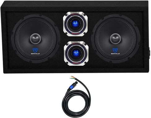 Rockville CH102SP Bundle: Chuchero Audio Enclosure Box, (2) RXM88 8 in Mid Bass Drivers, (2) RT4 3 in Tweeters, Kevlar Cone, Titanium Compression Horn, 5 Items in Saudi Arabia