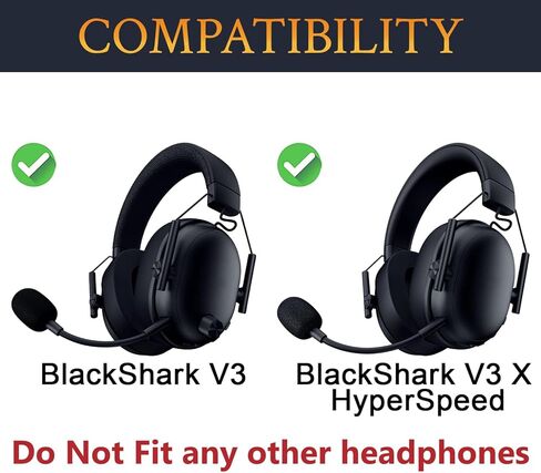 استبدال وسائد الأذن من جل التبريد SOULWIT لسماعات الألعاب اللاسلكية Razer BlackShark V3/BlackShark V3 X HyperSpeed، وسائد الأذن من نسيج الحرير الجليدي، وإسفنج الذاكرة عالي الكثافة - أسود in Kuwait