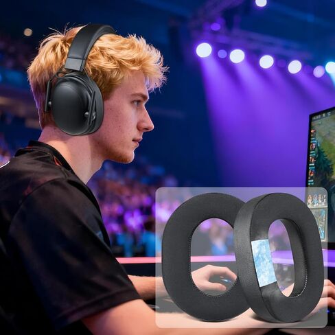 استبدال وسائد الأذن من جل التبريد SOULWIT لسماعات الألعاب اللاسلكية Razer BlackShark V3/BlackShark V3 X HyperSpeed، وسائد الأذن من نسيج الحرير الجليدي، وإسفنج الذاكرة عالي الكثافة - أسود in Kuwait