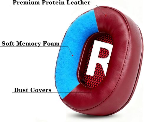 وسائد أذن بديلة HPH-MT5 متوافقة مع سماعات الرأس Yamaha HPH-MT5 HPH-MT8 وإكسسوارات جلد البروتين - أحمر in Saudi Arabia