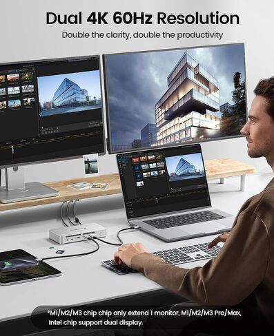ORICO 12-in-1 Thunderbolt 4 Docking Station , Dual Monitor with 8K Single/4K Dual Display, 85W Charging, USB-C/A Ports, Gigabit Ethernet, SD/TF, Compatible with Mac mini M4/MacBook/Windows Laptops in Saudi Arabia