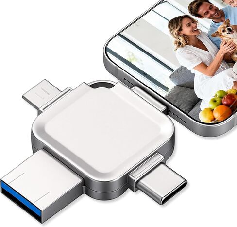 Photo Stick Flash Drive, 4-in-1 USB 3.0 High Speed Portable Thumb Drive Memory Stick Photo Video Auto Backup for iPhone/Android/PC/Mac, Plug & Play External Storage Drive (128G) in Saudi Arabia