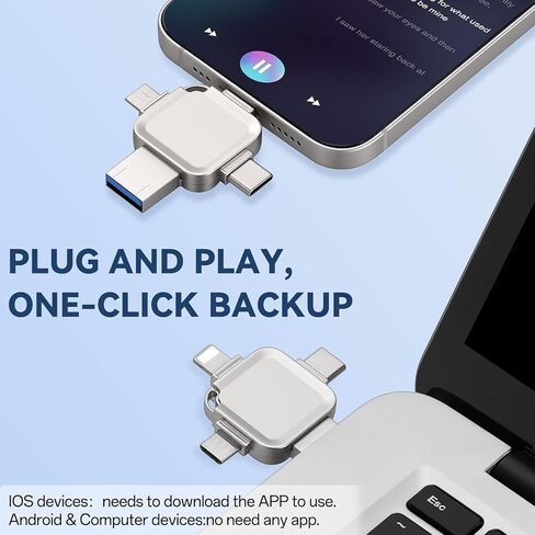 Photo Stick Flash Drive, 4-in-1 USB 3.0 High Speed Portable Thumb Drive Memory Stick Photo Video Auto Backup for iPhone/Android/PC/Mac, Plug & Play External Storage Drive (128G) in Saudi Arabia