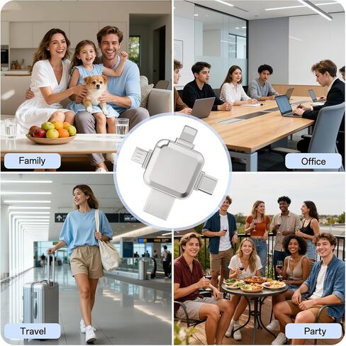Photo Stick Flash Drive, 4-in-1 USB 3.0 High Speed Portable Thumb Drive Memory Stick Photo Video Auto Backup for iPhone/Android/PC/Mac, Plug & Play External Storage Drive (128G) in Saudi Arabia
