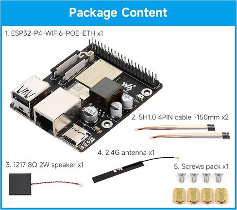 لوحة تطوير ESP32-P4-WIFI6-POE-ETH، استنادًا إلى ESP32-P4 وESP32-C6، تدعم Wi-Fi 6 وBluetooth 5 (LE)، مع وحدة PoE المتكاملة لإمداد طاقة PoE، وتدعم تفاعل الكلام AI in Saudi Arabia