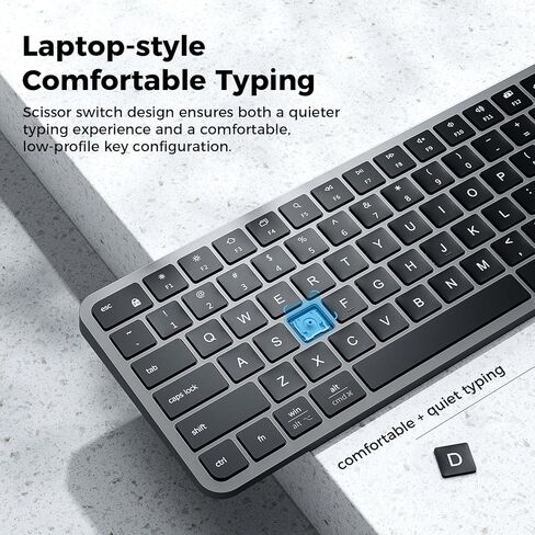 لوحة مفاتيح بلوتوث iClever مع لوحة مفاتيح رقمية - دعم متعدد الأجهزة، اتصال مستقر، تصميم مضغوط، تجربة كتابة محسنة، مثالية لأجهزة الكمبيوتر المحمولة MacBook وiPad وWindows in Kuwait