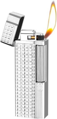 ولاعات لهب ناعمة ولاعة سجائر لهب تقليدية، ولاعة غاز البيوتان، قابلة لإعادة الملء، جيدة للسيجار والتخييم في الهواء الطلق والمشي لمسافات طويلة وصيد الأسماك وشمعة المغامرة (أسود أنيق) in Kuwait