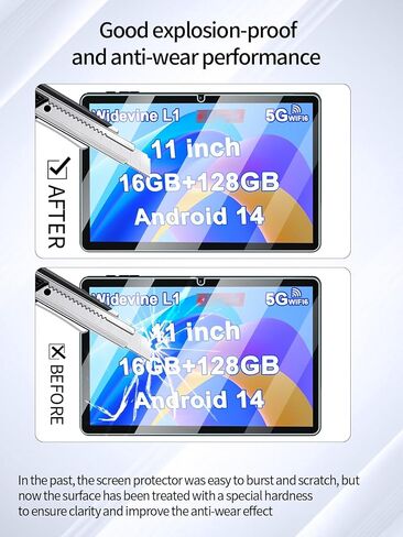 واقي شاشة لجهاز Aheadthink AHP12 اللوحي مقاس 11 بوصة Android 14 Tablet، UYRUREL مضاد للخدش 9H صلابة اللمس الحساسة 2.5D حواف مستديرة خالية من الفقاعات سهلة التركيب، عبوتان. in Kuwait