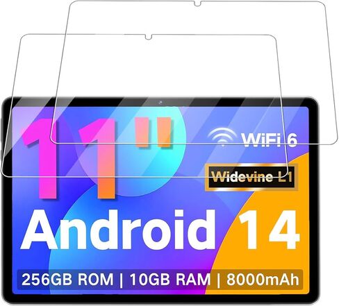 واقي شاشة لجهاز JUNYANG Q16W Android اللوحي مقاس 11 بوصة، طبقة زجاجية مقواة مضادة للخدش 9H سهلة التركيب، بدون فقاعات، عبوتان in Kuwait
