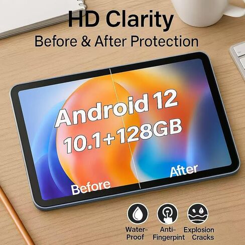 عبوتان لجهاز Urao C107 Android 14 Tablet 10.1 بوصة، واقي شاشة من الزجاج المقوى المقاوم للخدش 9H خالٍ من الفقاعات لجهاز ZOFYWNAS 10 بوصة/Higrace c107/Freeski 10.1 بوصة للكمبيوتر اللوحي in Kuwait