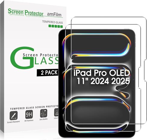 amFilm Screen Protector for iPad Pro 11" 2025 M5 2024 M4 OLED Model Tempered Glass [Face ID & Apple Pencil Pro & Case Compatible] [ Anti-Scratch] [99.99% HD Clear] in Saudi Arabia