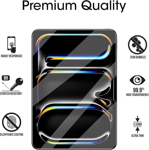 amFilm Screen Protector for iPad Pro 11" 2025 M5 2024 M4 OLED Model Tempered Glass [Face ID & Apple Pencil Pro & Case Compatible] [ Anti-Scratch] [99.99% HD Clear] in Saudi Arabia