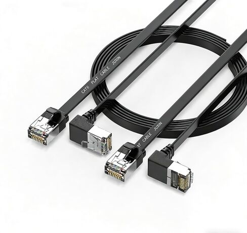 1Pack 90 Degree Cat 6 Ethernet Cable 20FT,Right Angle Flat Cat6 Cord 1000Mbps,Up Angle Flat RJ45 Internet LAN Computer Patch Cable,Support Cat5,Cat5e Network,Black in Saudi Arabia