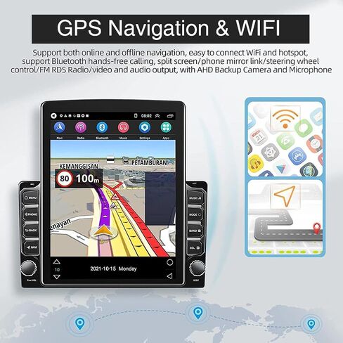 راديو ستيريو للسيارة Android 14 Double Din لسيارة Ford Expedition 2007-2014، 9.7 بوصة راديو سيارة بشاشة تعمل باللمس مع Carplay لاسلكي Android Auto GPS WiFi Bluetooth RDS DSP SWC كاميرا احتياطية in Kuwait