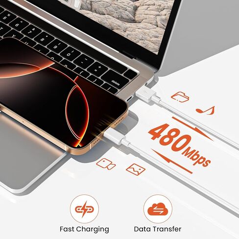 كابل CarPlay للسيارة لهاتف iPhone 15 16 17 سلك شاحن، [4 عبوات، 3FT&6FT] USB A إلى USB C أسلاك شحن سريعة لهاتف iPhone 17 pro/17 pro max/17 air/16 Plus/16 Pro/16 Pro Max/16e، Pixel، Galaxy، Note in Kuwait