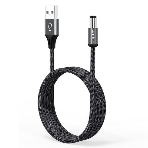 سلك طاقة AGVEE 3.3 قدم USB إلى تيار مستمر 5 فولت 5521 (5.5 × 2.1 مم) | نايلون مضفر وغطاء من الألومنيوم | 6 قطعة نصائح محول تيار مستمر | شحن سريع ومتين لكاميرات CCTV وأجهزة التوجيه وشرائط LED باللون الأسود in Kuwait