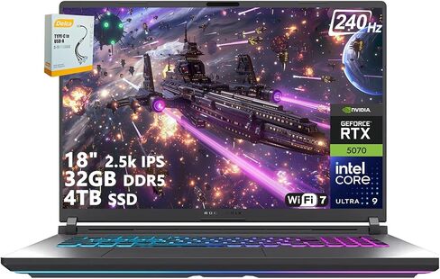 لاب توب ASUS ROG Strix G18 G815 للألعاب بتقنية الذكاء الاصطناعي | 18 بوصة 2.5 كيلو IPS 240 هرتز (100% DCI-P3، 500nits) | Intel Core Ultra 9 275HX | 64 جيجابايت DDR5 2 تيرابايت SSD | GeForce RTX 5070 | RGB بإضاءة خلفية Wi-Fi 7 Win11 Pro مع ملحق DLCA in Kuwait
