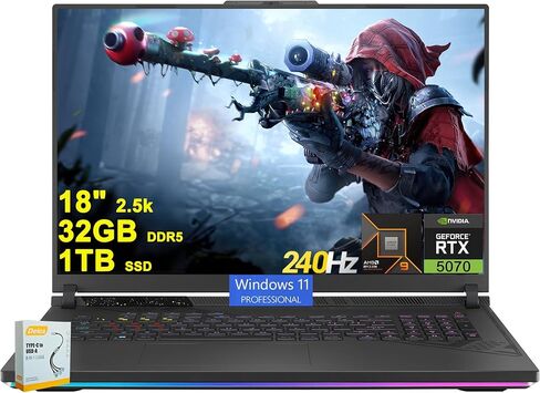 ASUS ROG Strix G18 G815 Gaming AI Laptop | 18" 2.5k IPS 240Hz (100% DCI-P3, 500nits) | Intel Core Ultra 9 275HX | 64GB DDR5 2TB SSD | GeForce RTX 5070 | RGB Backlit Wi-Fi 7 Win11 Pro w/DLCA Accessory in Saudi Arabia