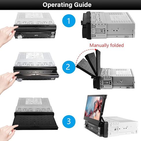 راديو بشاشة لمس DIN واحدة، ستيريو سيارة قابل للطي مع بلوتوث، راديو DIN فردي قابل للطي يدعم MirrorLink، راديو FM، EQ، 1080P، USB، كاميرا احتياطية Aux-in HD وSWC لترقية صوت السيارة in Kuwait