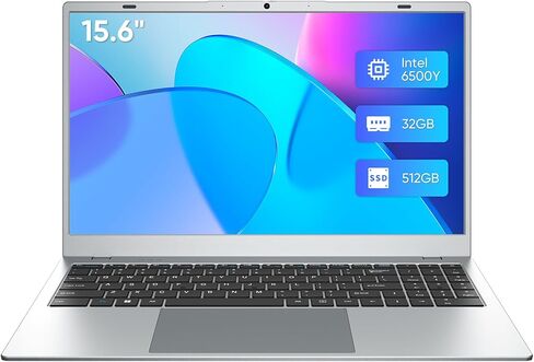 Laptop, 32GB RAM 512GB SSD Laptops Computer, 6500Y Processor (Beats N5095 up to 3.4GHz), 15.6" FHD IPS Display Win11 Laptop PC for Student and Business, WiFi 5, BT 5.0, Sliver in Saudi Arabia