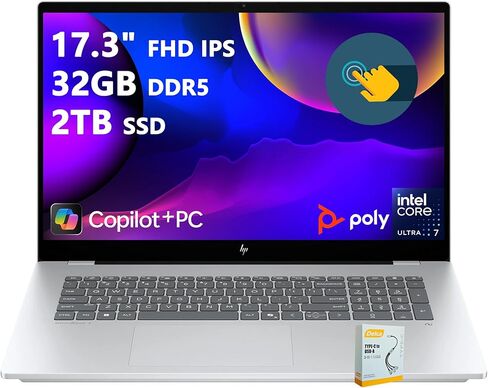 HP OmniBook 7 (Next Gen Envy 17) AI Laptop (17.3" FHD Touchscreen, Intel Core Ultra 7 256V, 16GB DDR5, 1TB SSD, ARC 140V GPU (16GB)), Copilot+ PC for Business, Designer, 5MP IR Webcam, Win 11 Pro in Kuwait