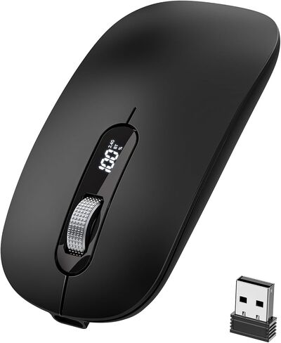 Wireless Bluetooth Mouse, Bluetooth 5.0/4.0 & 2.4G Tri-Mode, Type-C Rechargeable with LED Screen Display, Ergonomic Silent Click for Laptop/PC/Tablet, Multi-Device & Office Use in Saudi Arabia