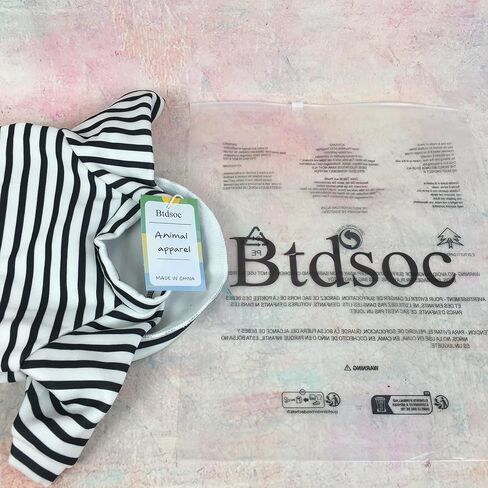 ملابس الحيوانات من Btdsoc بدلة كلب مخططة باللونين الأسود والأبيض، تناسب بشكل مريح ومريحة في الارتداء. in Kuwait