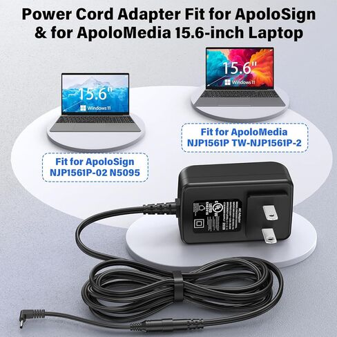 12V 3A Laptop Charger Replacement Compatible with ApoloSign NJP1561P-02 N5095 15.6-Inch FHD Display Notebook Computer, Power Cord AC Adapter for ApoloMedia TW-NJP1561P-2 NJP1561P 15.6'' Laptop PC in Saudi Arabia