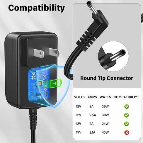 12V 3A Laptop Charger Replacement Compatible with ApoloSign NJP1561P-02 N5095 15.6-Inch FHD Display Notebook Computer, Power Cord AC Adapter for ApoloMedia TW-NJP1561P-2 NJP1561P 15.6'' Laptop PC in Saudi Arabia