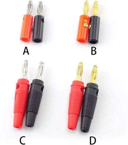 2pcs 8pcs 4mm Audio Speaker Screw Banana Gold Silver Plate Plugs Connectors Solderless Black Red Color(A 2pcs) in Saudi Arabia