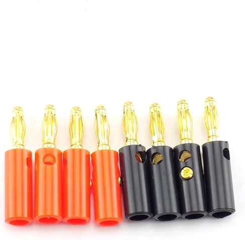 2pcs 8pcs 4mm Audio Speaker Screw Banana Gold Silver Plate Plugs Connectors Solderless Black Red Color(A 2pcs) in Saudi Arabia