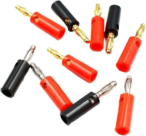 Audio Speaker Screw Banana Gold Plate Plugs Connectors 4mm Black Red(10pcs Black Golden) in Saudi Arabia