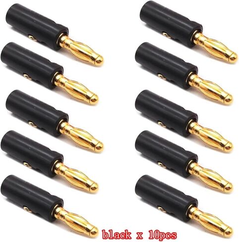 Audio Speaker Screw Banana Gold Plate Plugs Connectors 4mm Black Red(10pcs Black Golden) in Saudi Arabia