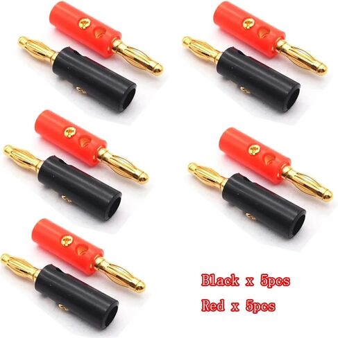 Audio Speaker Screw Banana Gold Plate Plugs Connectors 4mm Black Red(10pcs Black Golden) in Saudi Arabia