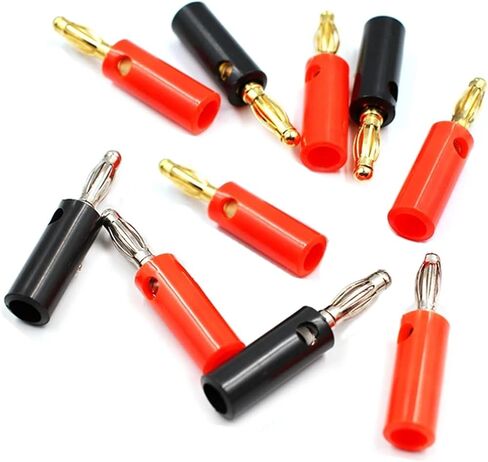Audio Speaker Screw Banana Gold Plate Plugs Connectors 4mm Black Red(10pcs Black Golden) in Saudi Arabia