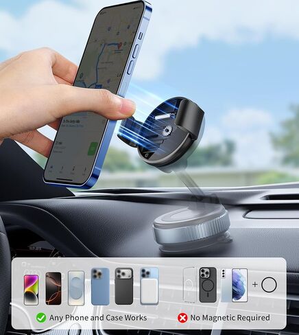 TONEOF Phone Clamp for Magnet with Metal Ring,Phone Mount Adapter for Magsafe Car Phone Holder,Quick Installation & Easy Removal Clip for All Phones/Magnetic Tripod/Magnet Mounts (Black,1 Pack) in Saudi Arabia