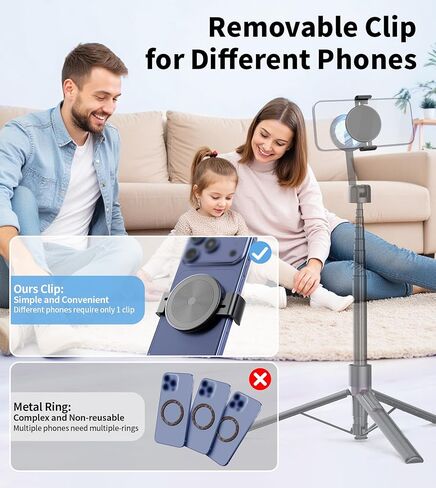 TONEOF Phone Clamp for Magnet with Metal Ring,Phone Mount Adapter for Magsafe Car Phone Holder,Quick Installation & Easy Removal Clip for All Phones/Magnetic Tripod/Magnet Mounts (Black,1 Pack) in Saudi Arabia