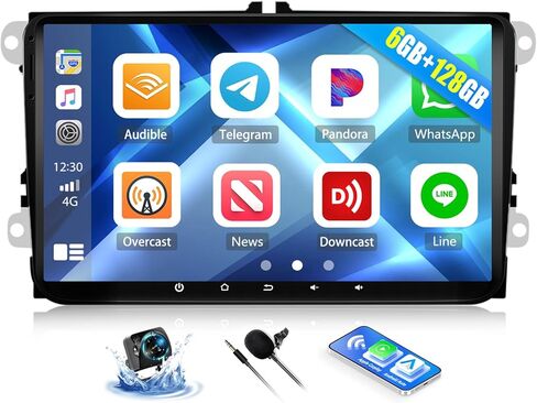 ستيريو سيارة 6G+128G Android 15 لسيارة VW Passat Golf MK5 MK6 Jetta T5 EOS Polo Seat Sharan مع Carplay اللاسلكي Android Auto 9 بوصة شاشة لمس راديو السيارة مع بلوتوث 5.0 GPS WiFi FM كاميرا احتياطية in Kuwait